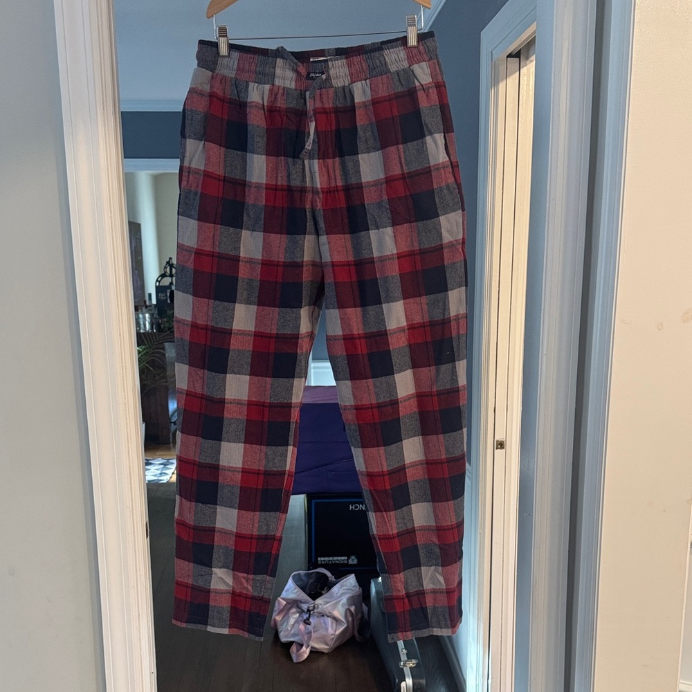 Flag & Anthem Plaid Men's Pajamas Pants - Red and Blue